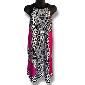 Venus geometric print high neck sleeveless dress